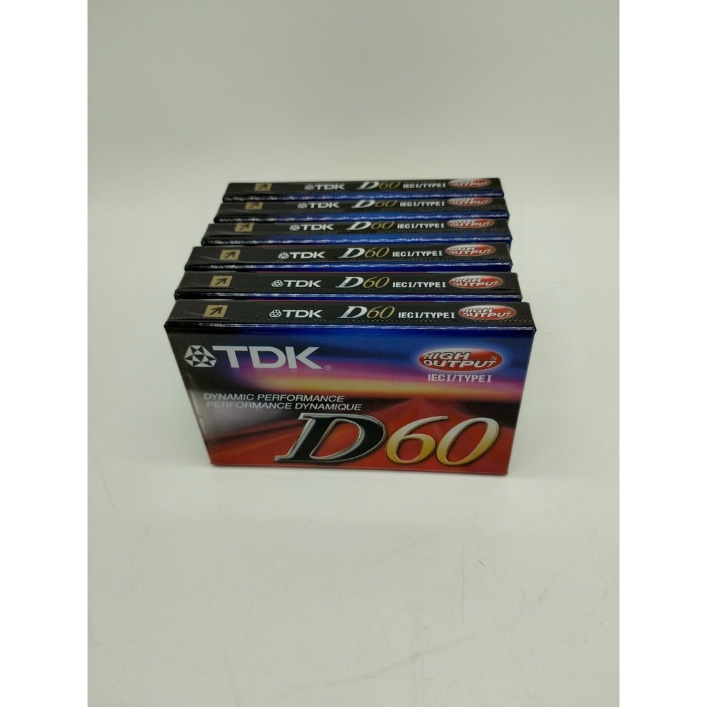 Lot Of 6 TDK D60 60 Minute Blank Audio Cassette Tapes Type I New Still Sealed